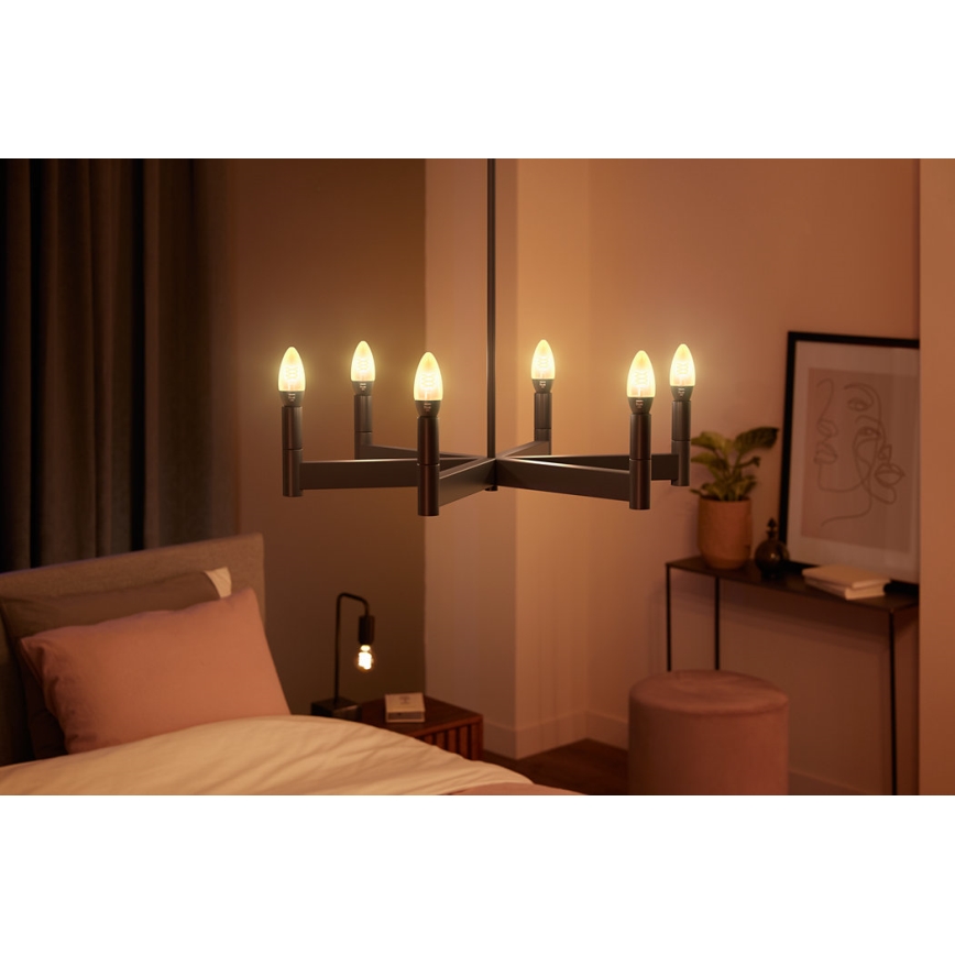 SET 2x LED Ściemniana żarówka Philips Hue WHITE FILAMENT E14/4,5W/230V 2100K