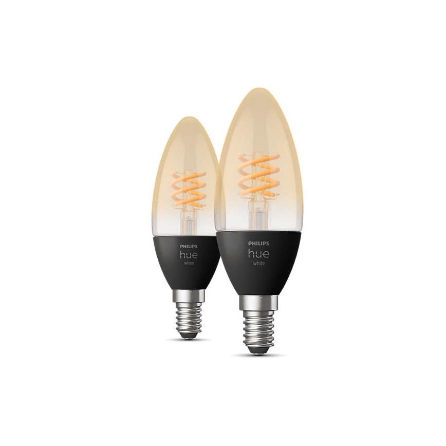 SET 2x LED Ściemniana żarówka Philips Hue WHITE FILAMENT E14/4,5W/230V 2100K