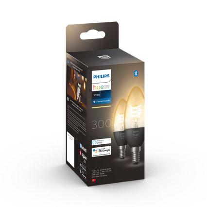 SET 2x LED Ściemniana żarówka Philips Hue WHITE FILAMENT E14/4,5W/230V 2100K