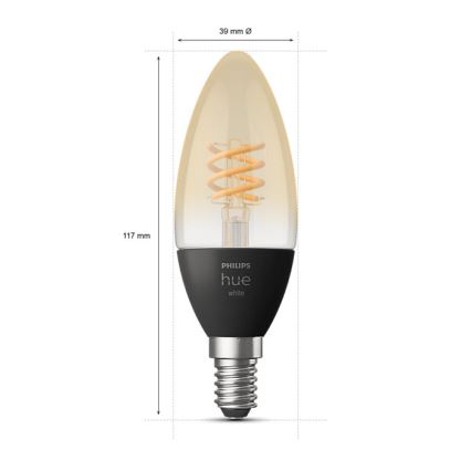 SET 2x LED Ściemniana żarówka Philips Hue WHITE FILAMENT E14/4,5W/230V 2100K