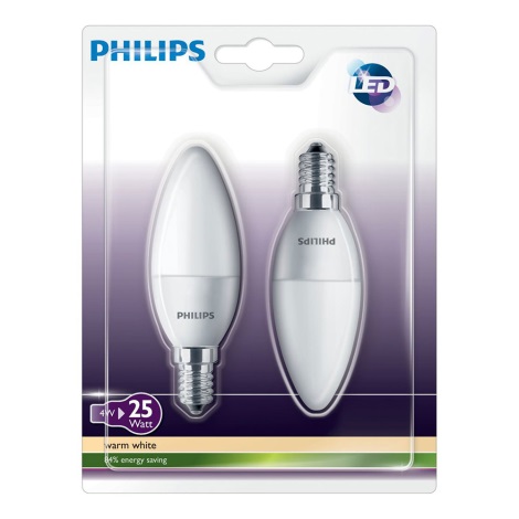 SET 2x LED świeca Philips E14/4W/230V - CANDLE
