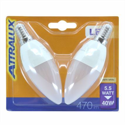 SET 2x LED Żarówka E14/5,5W/230V 2700K- Attralux