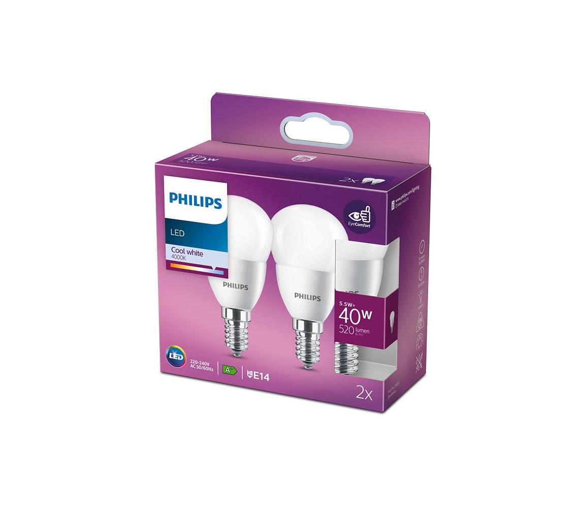 SET 2x LED Żarówka Philips P45 E14/5,5W/230V 4000K