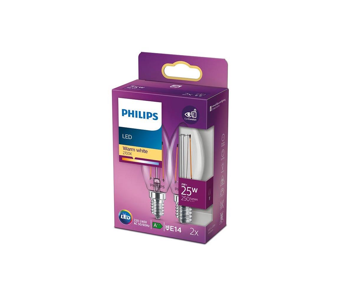 SET 2x LED Żarówka VINTAGE Philips E14/2W/230V 2700K
