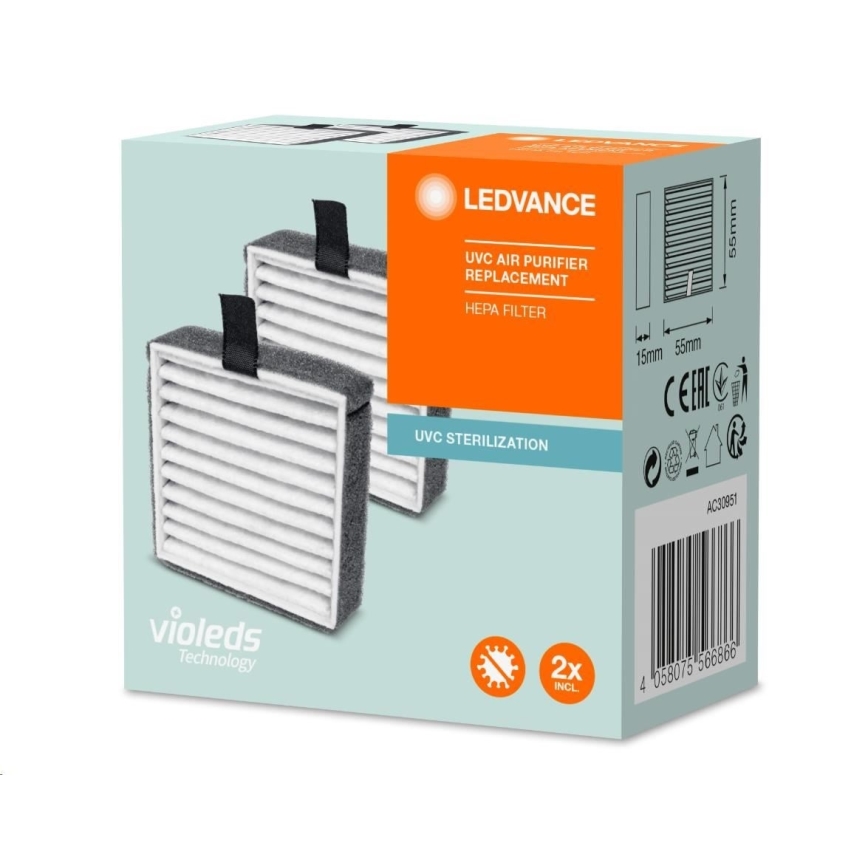 SET 2x Wymienny filtr HEPA do oczyszczacza powietrza PURIFIER UVC