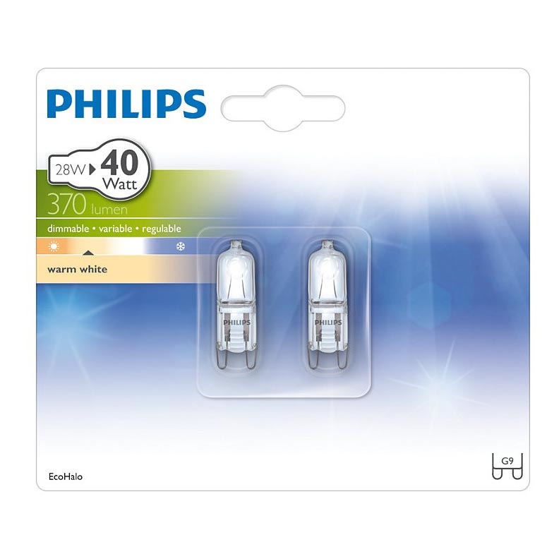 SET 2x Żarówka przemysłowa Philips ECOHALO G9/28W/230V 2800K