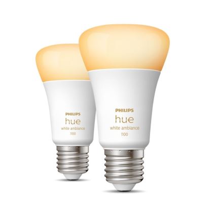 SET 2×LED Ściemniana żarówka Philips Hue WHITE AMBIANCE E27/8W/230V 2200-6500K