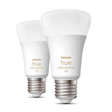 SET 2×LED Ściemniana żarówka Philips Hue WHITE AMBIANCE E27/8W/230V 2200-6500K