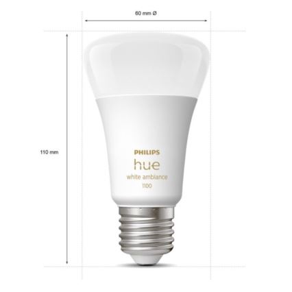 SET 2×LED Ściemniana żarówka Philips Hue WHITE AMBIANCE E27/8W/230V 2200-6500K