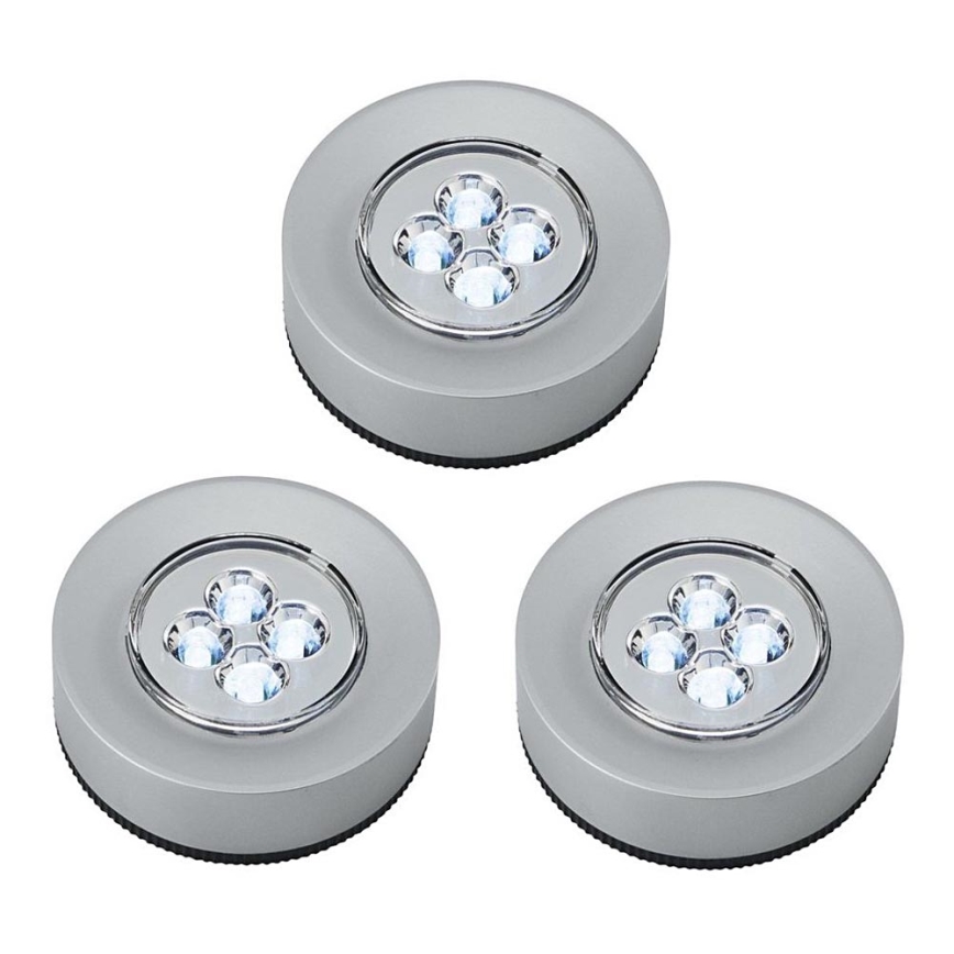 SET 3x LED Dotykowa lampka orientacyjna 1xLED/2W/4,5V srebrny