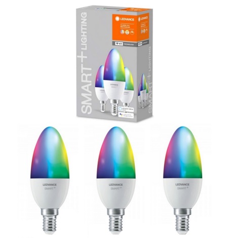 SET 3x LED RGBW Ściemniana Żarówka + E14/5W/230V 2700K-6500K Wi-Fi - Ledvance