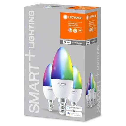 SET 3x LED RGBW Ściemniana Żarówka + E14/5W/230V 2700K-6500K Wi-Fi - Ledvance