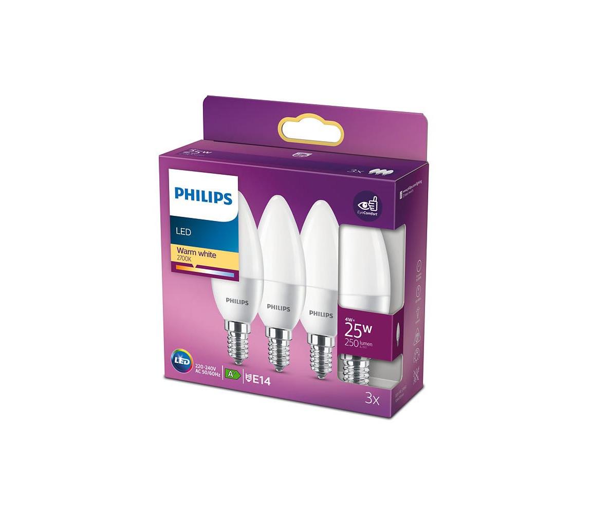 SET 3x LED Żarówka Philips B35 E14/4W/230V 2700K