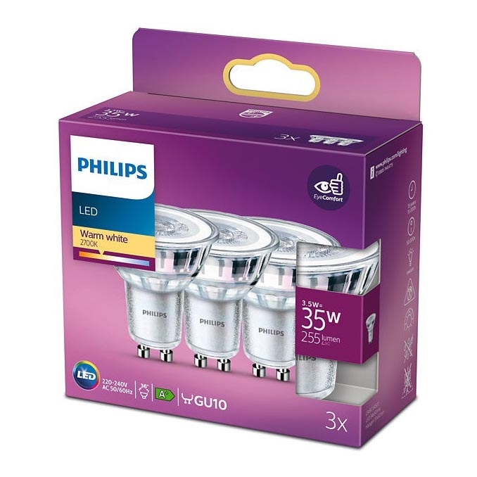 SET 3x LED Żarówka Philips GU10/3,5W/230V 2700K