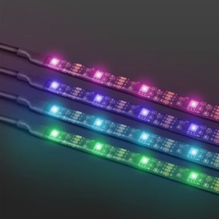 SET 4x LED RGB Ściemniana taśma 2x37cm 2x70cm LED/2,66/5,04W/5V IP65 + pilot