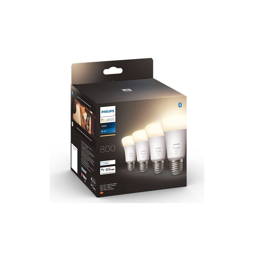 SET 4x LED Ściemniana żarówka Philips Hue WHITE A60 E27/9W/230V 2700K