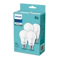 SET 4xLED Żarówka Philips A60 E27/10W/230V 4000K