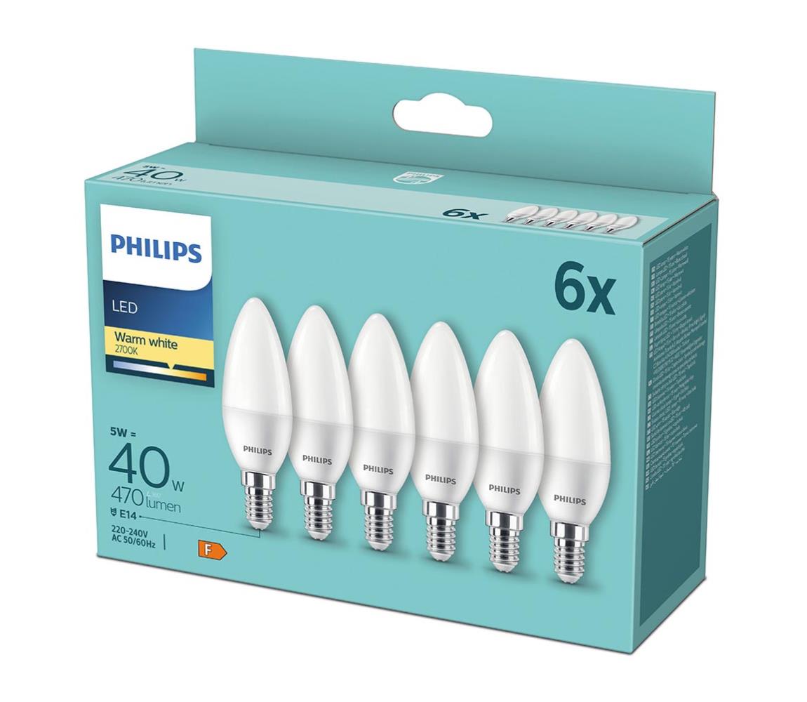 SET 6xLED Żarówka Philips B35 E14/5W/230V 2700K