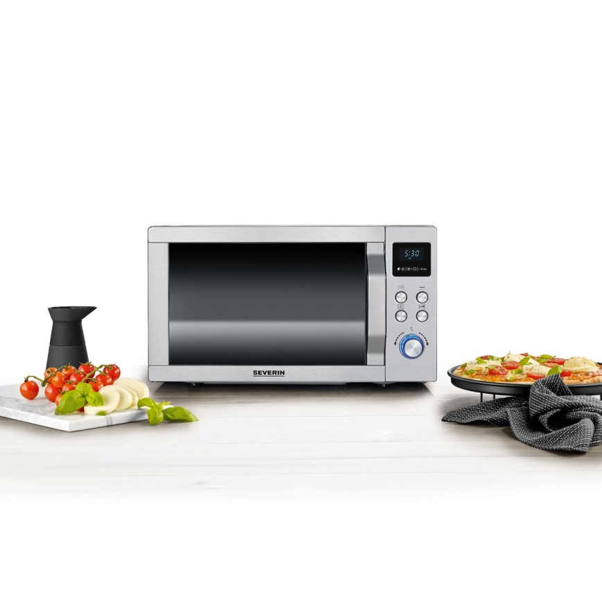 Severin MW 7774 - Kuchenka mikrofalowa 3 w 1 1950 W/230 V 25 l stal nierdzewna