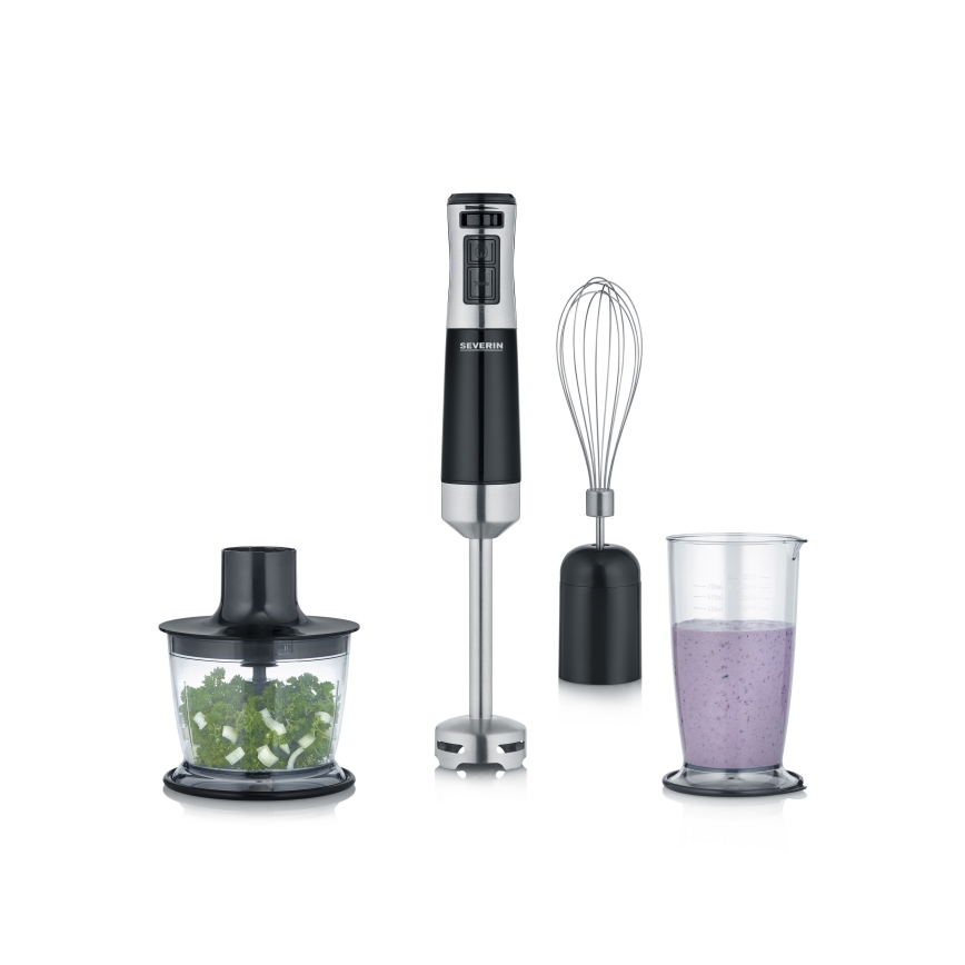 Severin SM 3772 - Blender ręczny z akcesoriami 600W/230V stal nierdzewna/czarny