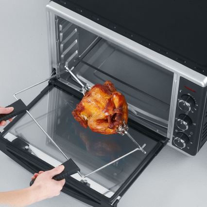 Severin TO 2058 - Piekarnik termoobiegowy z grillem i kamieniem do pizzy 1800W/230V 42 l czarny