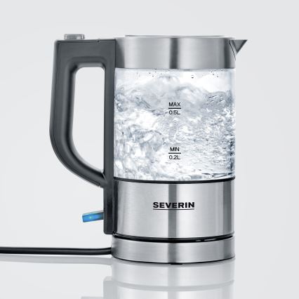 Severin WK 3472 - Czajnik elektryczny 0,5 l 1100W/230V stal nierdzewna/szkło