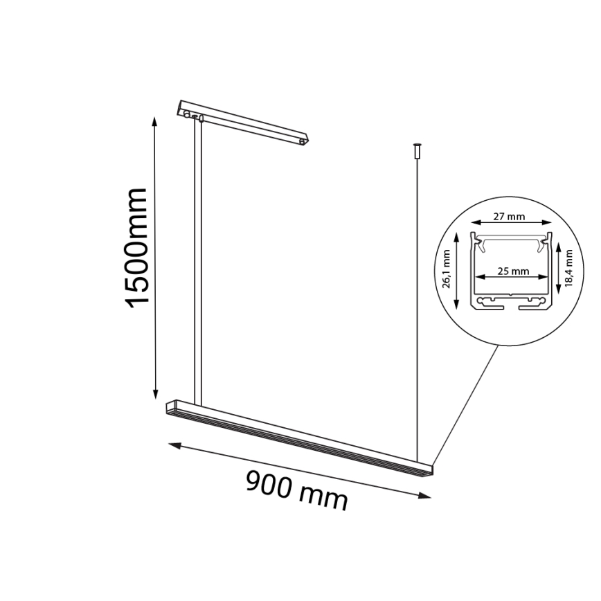 Shilo - LED Żyrandol na lince LED/32W/230V 3000K CRI 90 czarny