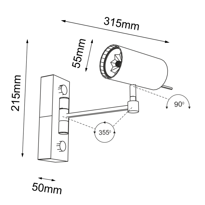 Shilo - Kinkiet 1xGU10/15W/230V czarny