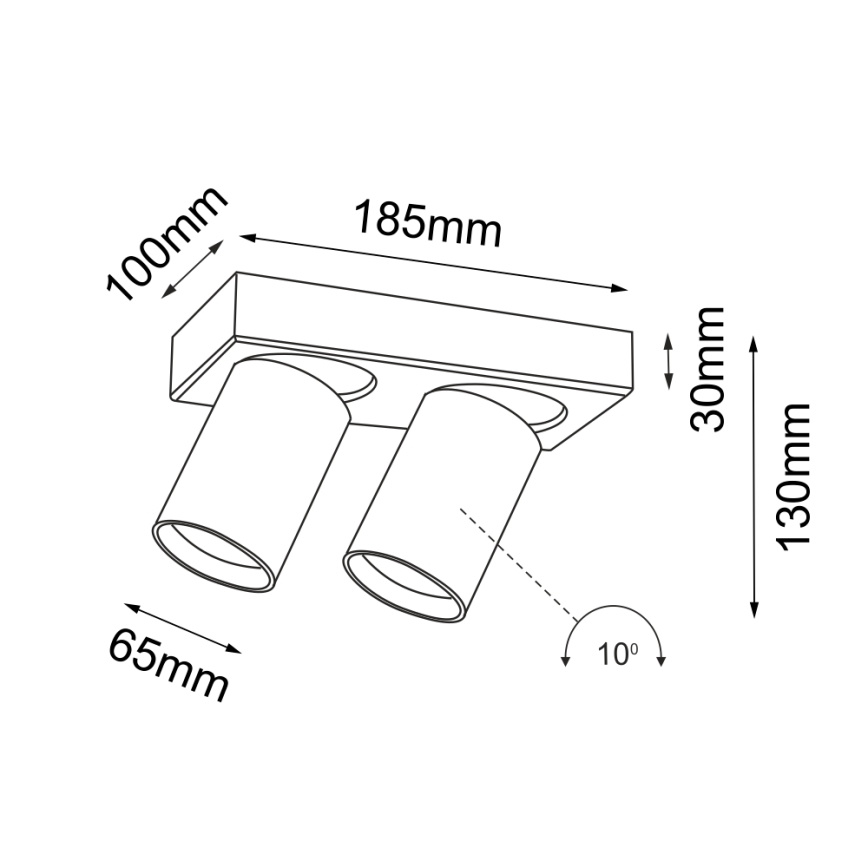 Shilo - Oświetlenie punktowe 2xGU10/15W/230V czarny