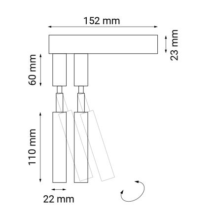 Shilo - Reflektor ścienny 2xG9/10W/230V czarny