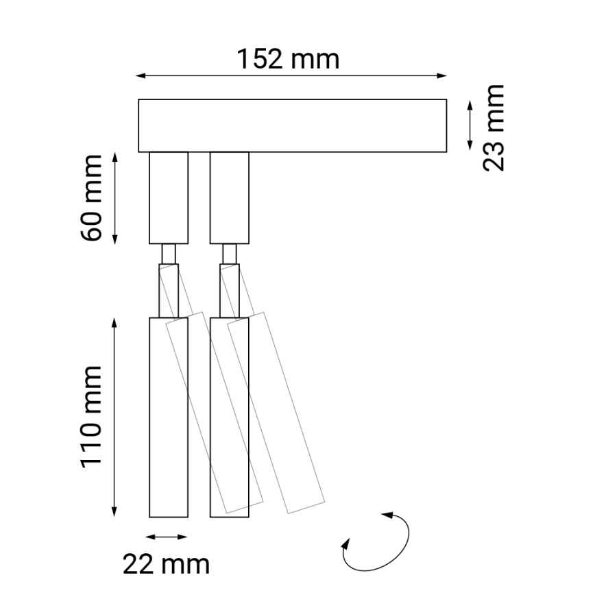 Shilo - Reflektor ścienny 2xG9/10W/230V czarny