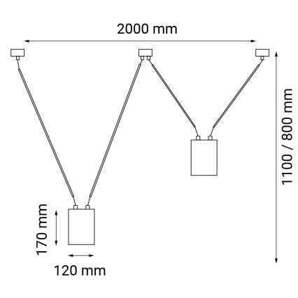 Shilo - Żyrandol na lince 2xGU10/15W/230V pająk czarny