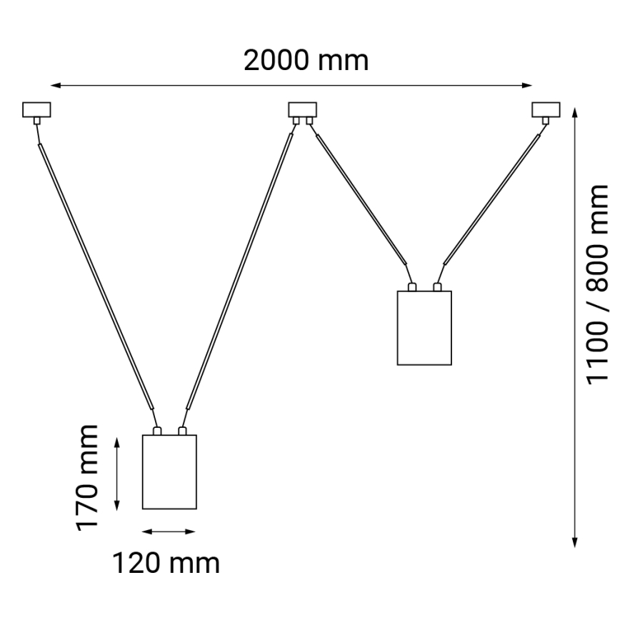 Shilo - Żyrandol na lince 2xGU10/15W/230V pająk czarny