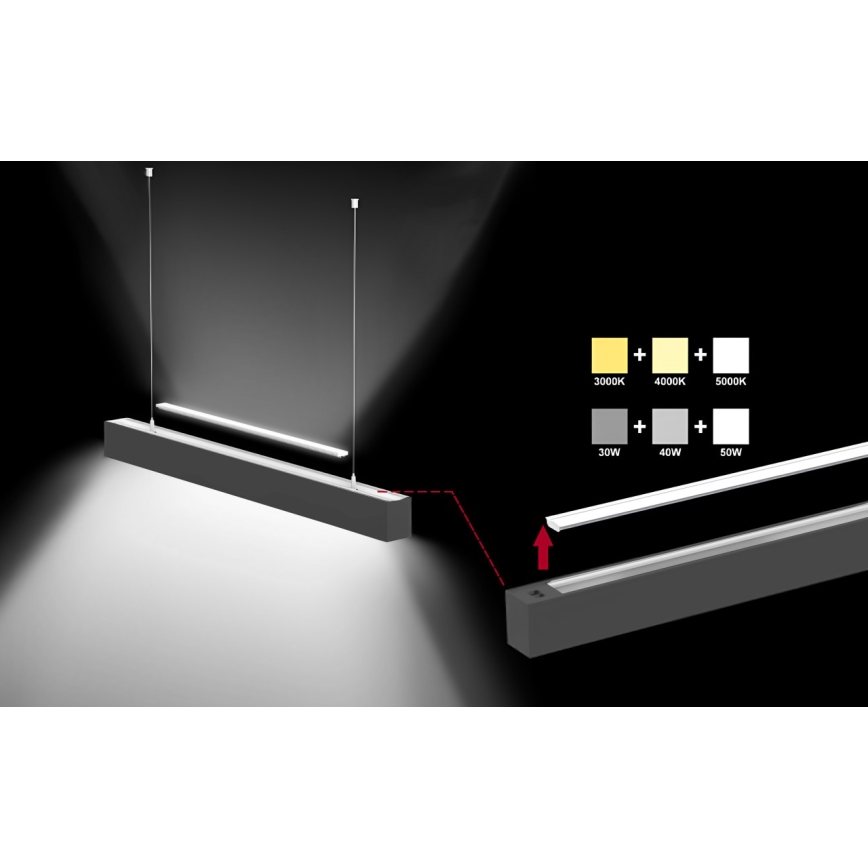 Sinclair - LED Plafon LSM LED/40W/230V 3000K/4000K/5000K 120 cm czarny