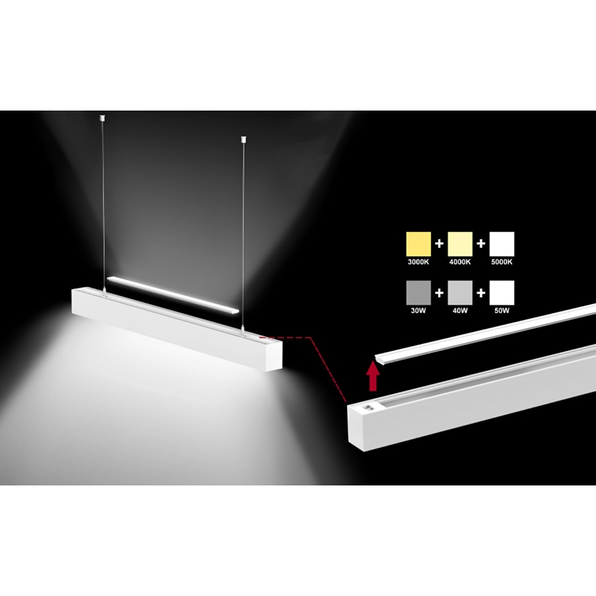 Sinclair - LED Plafon LSM LED/40W/230V 3000K/4000K/5000K 120 cm srebrny