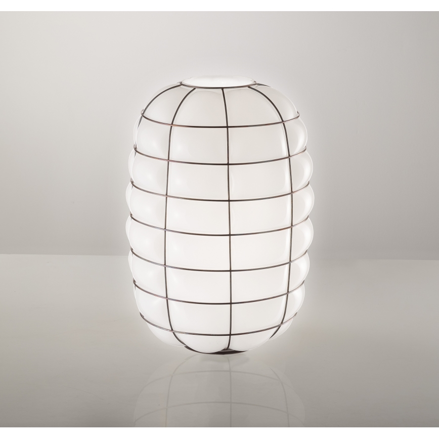 SIRU - Kinkiet LANTERNA 1xE27/60W/230V czarny/biały Szkło weneckie