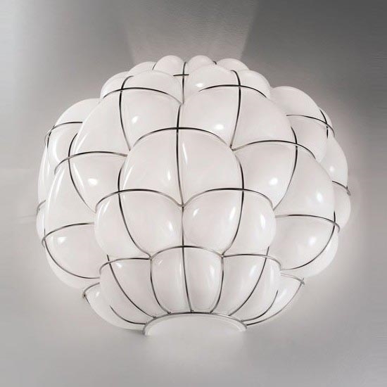SIRU - Kinkiet POUFF 1xE27/60W/230V chrom błyszczący/biały Szkło weneckie
