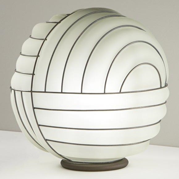 SIRU - Lampa stołowa CARTESIO 1xE27/60W/230V brązowa/biała szkło weneckie
