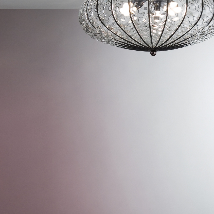 SIRU - Lampa sufitowa ACCADEMIA 3xE27/60W/230V przezroczysta/czarna szkło weneckie