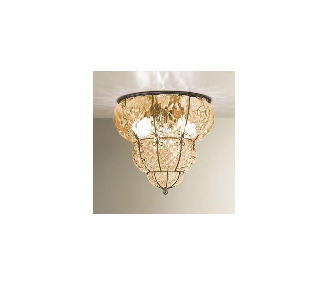 SIRU-Lampa sufitowa CLASSIC 3xE14/40W/230V pr.25 cm beżowa/czarna Szkło weneckie