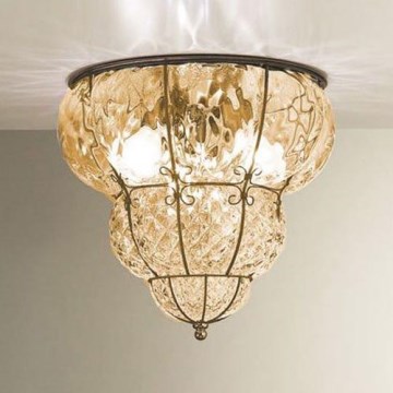 SIRU - Lampa sufitowa CLASSIC 3xE14/40W/230V śr. 25 cm beżowa/czarna Szkło weneckie