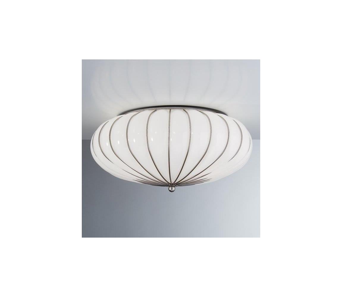 SIRU - Lampa sufitowa GIOVE 3xE27/60W/230V śr. 48 cm chrom/biała Szkło weneckie