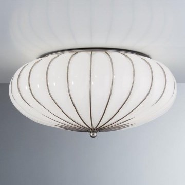 SIRU - Lampa sufitowa GIOVE 3xE27/60W/230V śr. 48 cm matowy chrom/biała Szkło weneckie