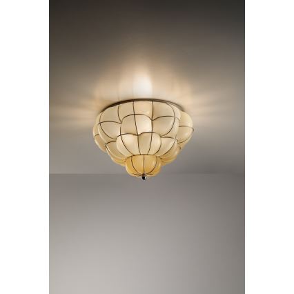 SIRU - Lampa sufitowa POUFF 3xE27/60W/230V chrom błyszczący/beżowa Szkło weneckie