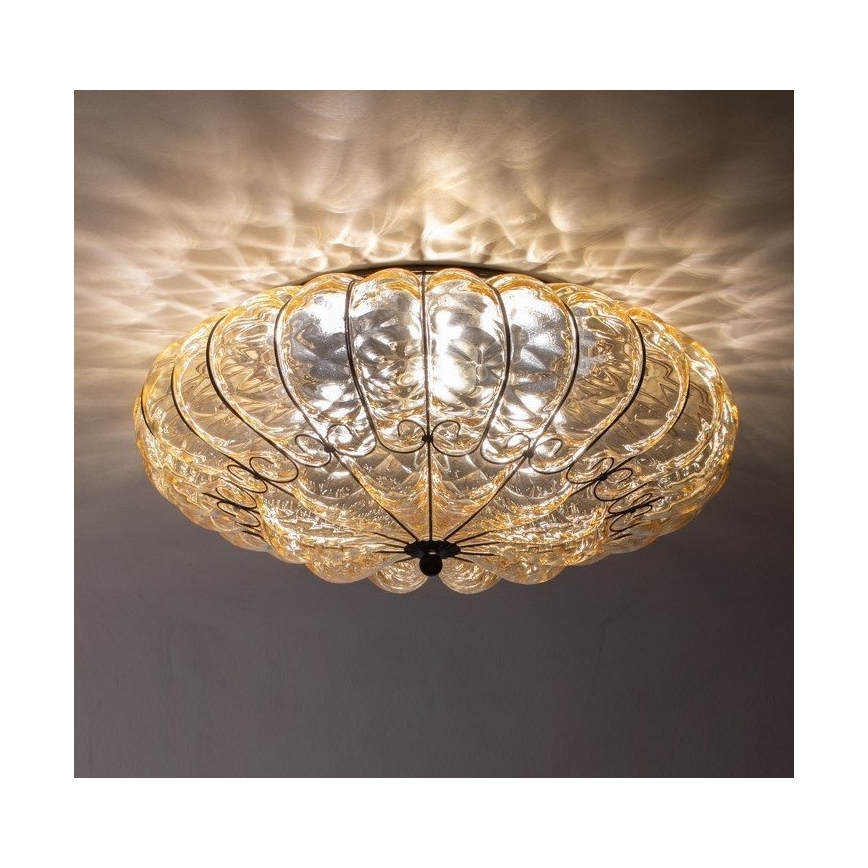 SIRU - Lampa sufitowa SOLE 3xE14/40W/230V śr. 31 cm beżowa/matowy chrom Szkło weneckie
