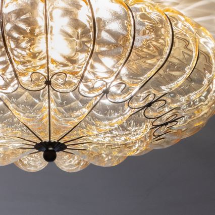 SIRU - Lampa sufitowa SOLE 3xE14/40W/230V śr. 31 cm beżowa/matowy chrom Szkło weneckie