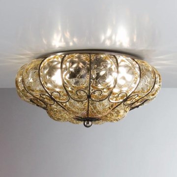 SIRU - Lampa sufitowa SOLE 3xE14/40W/230V śr. 31 cm beżowa/matowy chrom Szkło weneckie