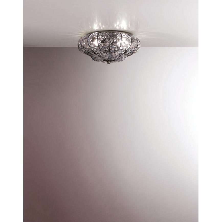 SIRU - Lampa sufitowa SOLE 3xE14/40W/230V śr. 31 cm przezroczysta/matowy chrom Szkło weneckie