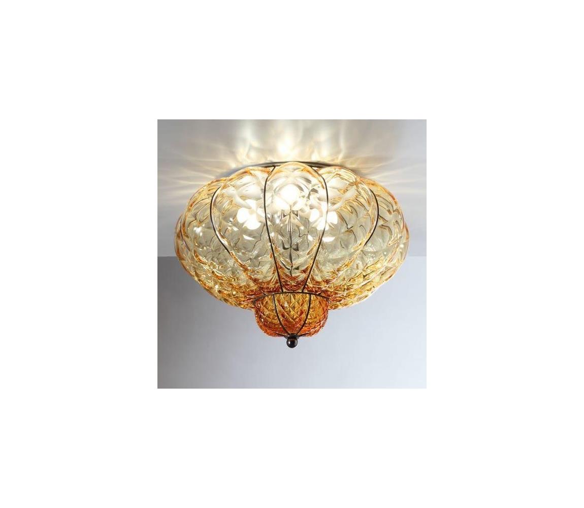 SIRU-Lampa sufitowa SULTANO 3xE14/40W/230V pr.34 cm beżowa/czarna Szkło weneckie