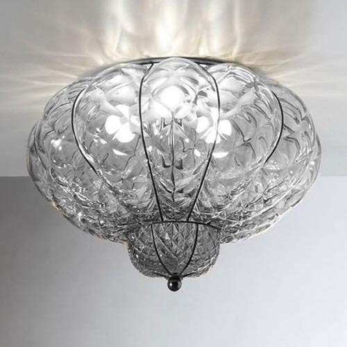 SIRU - Lampa sufitowa SULTANO 3xE14/40W/230V pr.34 cm przezroczysta/czarna szkło weneckie